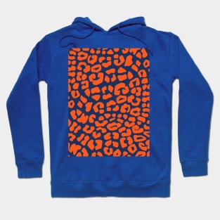 Blue and Orange Leopard Spots Print Pattern Hoodie
